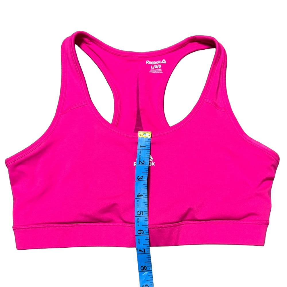 Reebok Pink Sports Bra Polyester Spandex Moisture Wicking Women Size L - Picture 10 of 13